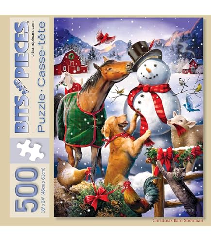 Springbok Peaceful Moments 500 Piece Jigsaw Puzzle - Winter Wonderland Scene With Cardinals & Sleigh - View #5