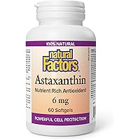 Natural Factors Astaxanthin 6 mg, 60 softgels, Easy-to-Take Softgels, Antioxidant, Proudly Canadian