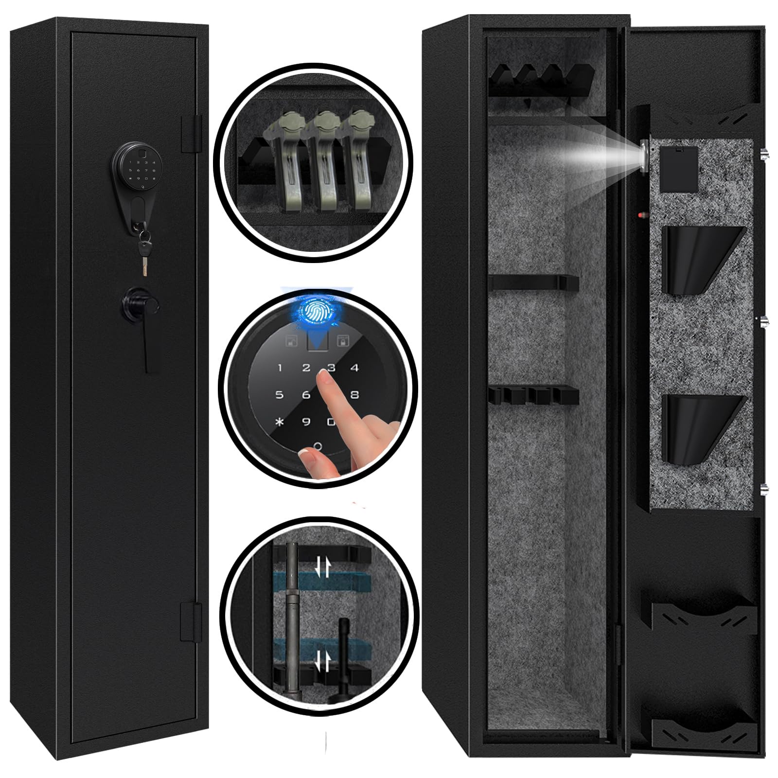 Photo 1 of ** NO RETURNS**  FINAL SALE***  KAER 4-5 Gun Safes,Gun Safe for Rifles and Pistols,Shotgun Rifle Safe,Gun Safes for Rifle and Shotguns,Long Gun Cabinets with Fingerprint/Digital Keypad/Removable Shelf for Rifles Safes