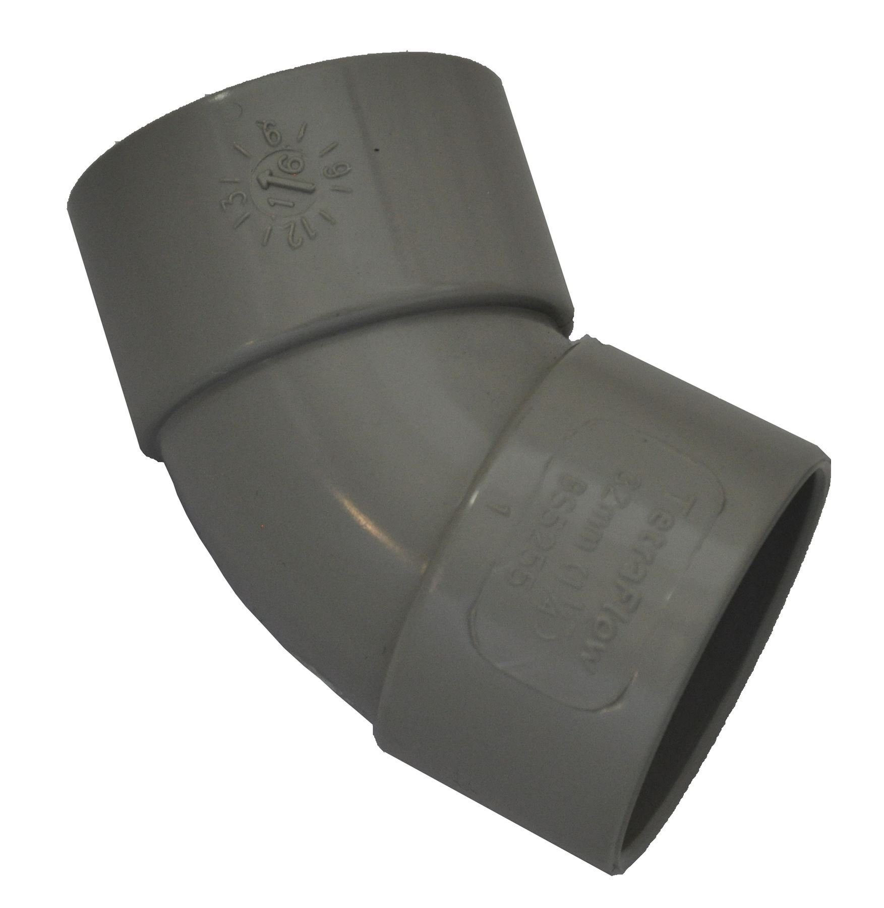 Solvent Weld Grey 50mm (56mm) Waste Pipe 45 Degree Bend - Pack of 2
