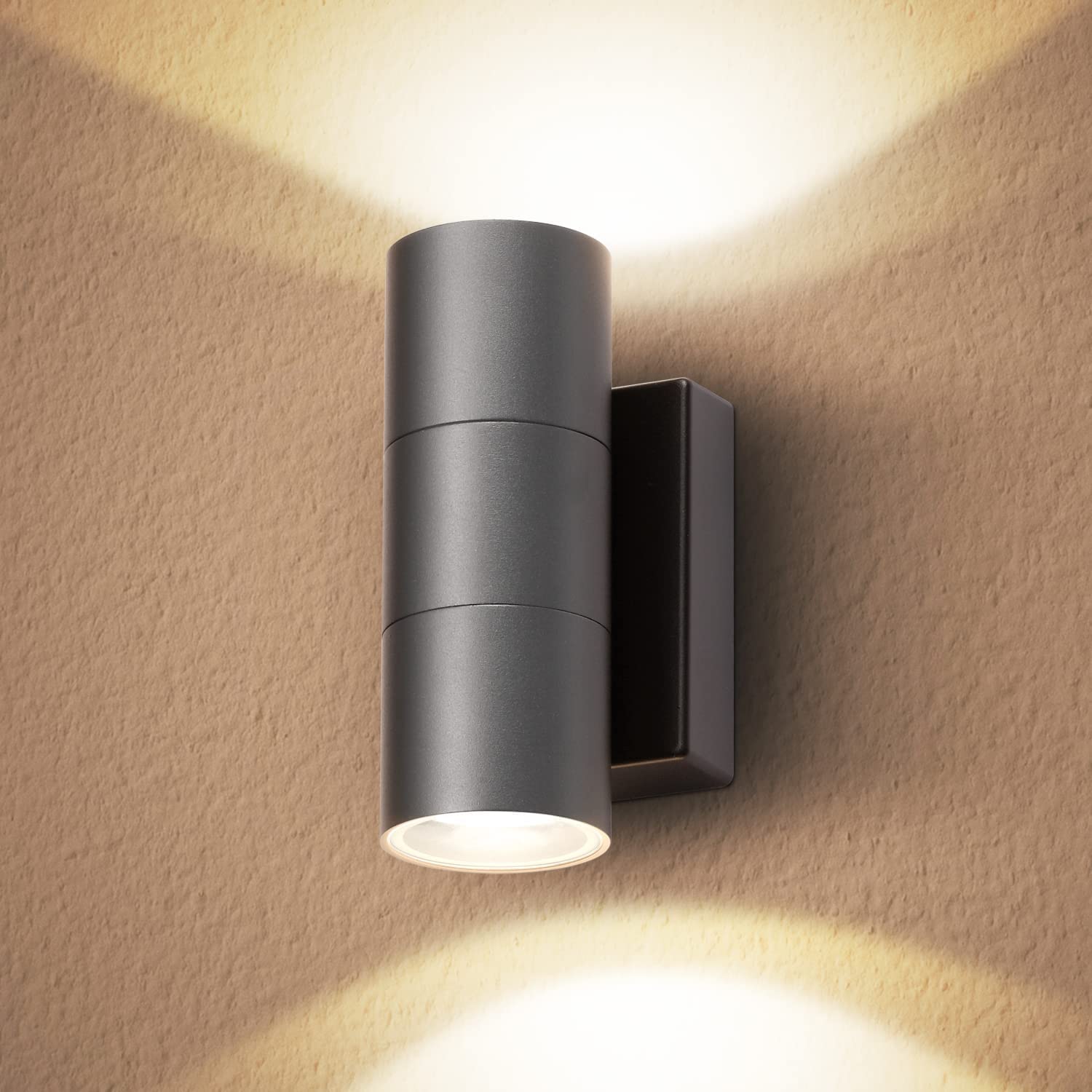 CELAVY Outdoor Wall Lights, Up Down Outside Wall Lights Mains Powered, IP65 Waterproof Modern Front Door Porch Light Lamp Modern 10W 3000K GU10, External LED Sconce Wall Mounted for House, Grey