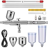 VIVOHOME Airbrush Gun with 3 Nozzle (0.2/0.35/0.5mm) and 5 Cups and Hose with Quick Coupler, Air Brush Guns for Painting with Self-Centring Plug-in Nozzle, Gravity Feed Airbrush Kit for Nail, Model