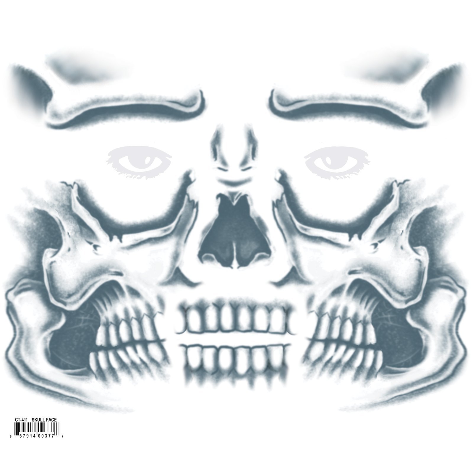 Epic Armoury MW-130037 Skull Temporary Face Tattoo Transfer, Unisex Adult