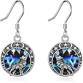 Wolf Earrings Gifts for Women Sterling Silver Wolf Moon Star Drop Dangle Earrings Jewelry Christmas Gifts For Women