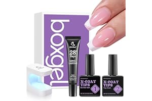 BTArtbox XCOATTIPS Builder Gel and Top Coat Set - 20g Solid Nail Gel with Portable Nail Lamp, No More French Tips Chipping, Long Lasting 30+Days French Protection Duo Nail Extension Tool