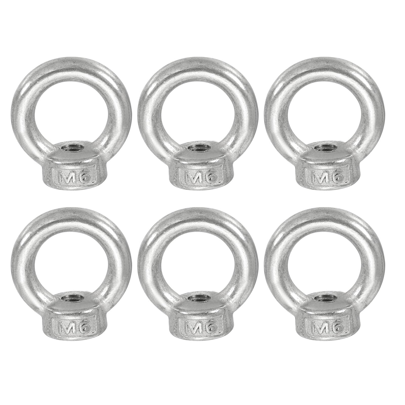 PATIKIL Lifting Eye Nut M6, 6Pcs 304 Stainless Steel Female Thread Nuts Fastener Shoulder Metric Ring for Marine