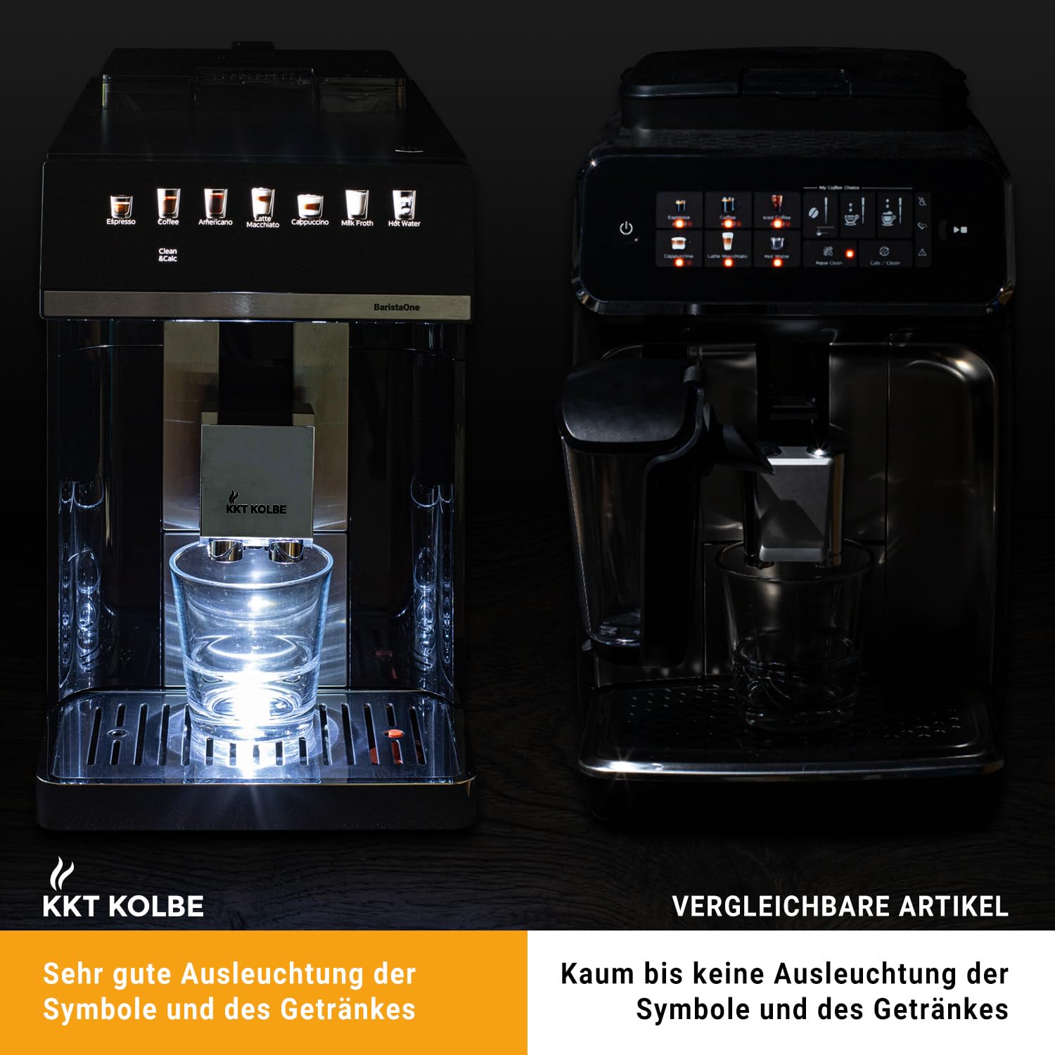 KKT KOLBE Kaffeevollautomat mit Milchbehälter, Milchschaumdüse und Zubehör, 2 Tassen Funktion, 15 Bar, 7-stufiges Mahlwerk, Touchscreen, Automatische Reinigung, 7 Getränke Barista One, schwarz silber 7