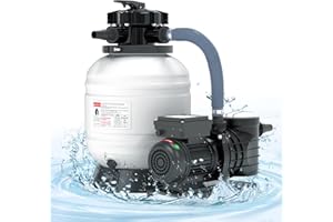 Oswerpon Sand Filter Pump for Above Ground Pool with Timer, 14in Sand Filter 3/4HP Pool Pump, Max 3460GPH for Pools Up to 16868GAL, Pool Sand Filter with 6-Way Multi-Port Valve and Strainer Basket.