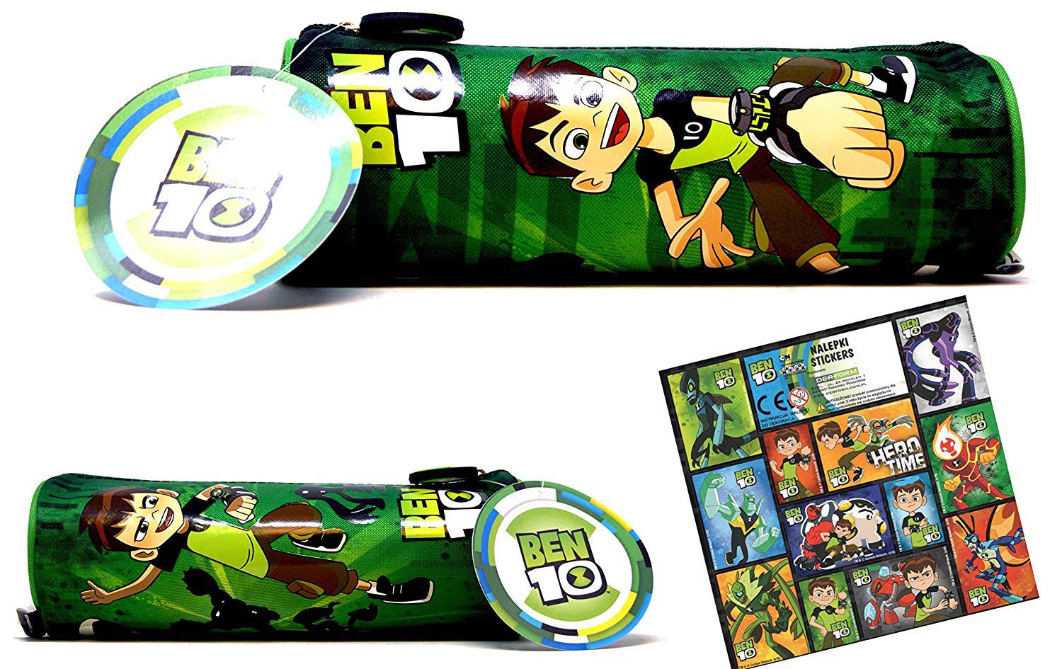 Ben 10-1x Tube Pencil Case + 12 Sticker - Super Tube Pencil Case/Pouch for The School
