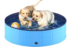 Niubya Foldable Dog Pool, Collapsible Hard Plastic Dog Swimming Pool, Portable Bath Tub for Pets Dogs and Cats, Pet Wading Pool for Indoor and Outdoor, 48 x 12 Inches