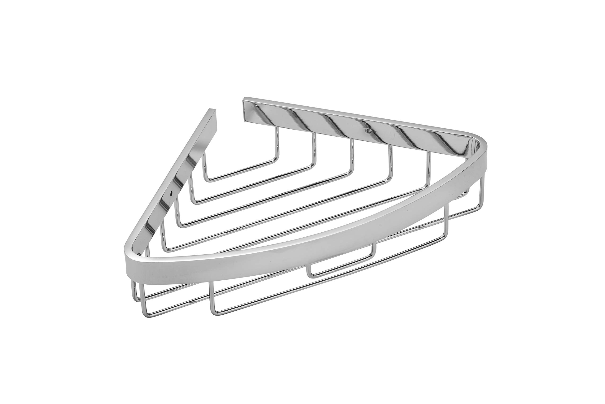 Croydex Aluminium Corner Shower Caddy - Rust-Free Chrome Bathroom Storage Basket with Wall Plugs and Screws Included, Bathroom Accessory - Screw to Wall Fixings, Max Load 5kg