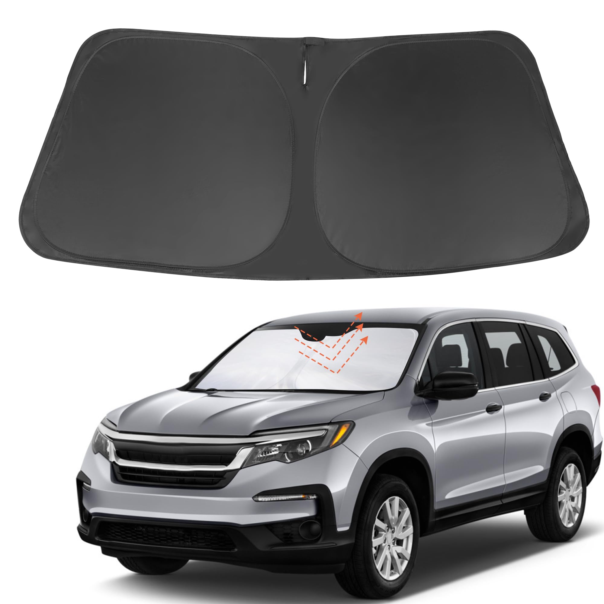 Photo 1 of YYCKE Windshield Sun Shade Accessories Compatible with 2016-2025 Pilot EX-L Special Edition Elite Black Edition Touring for Honda Foldable Sunshade Sun Visor Blocks UV
