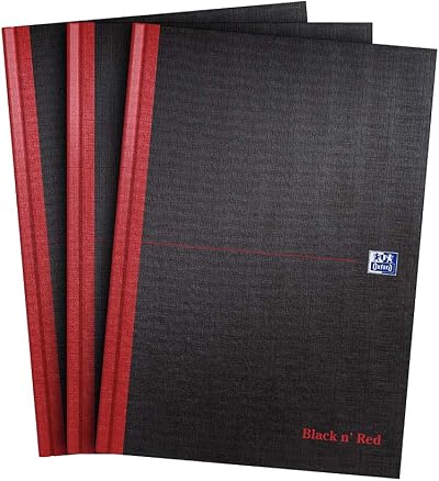 Black n Red Oxford A4 Hard Cover Notebook Pack of 3