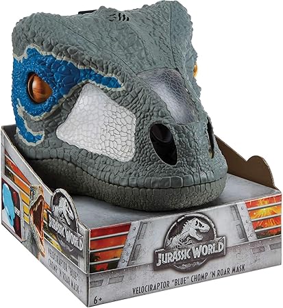 Mattel FMB74 - Jurassic World Velociraptor Deluxe Maske, mit Geräuschen, blue