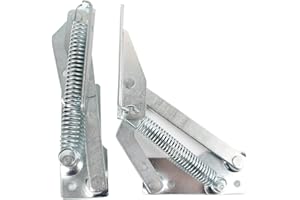 YIDELAI - Spring Hinge (1 Pair) 90 Degree Folding Lifting Bracket, Sofa Bed Hinge, Suitable for Cabinet Doors, Furniture Storage Boxes (1, Silver)