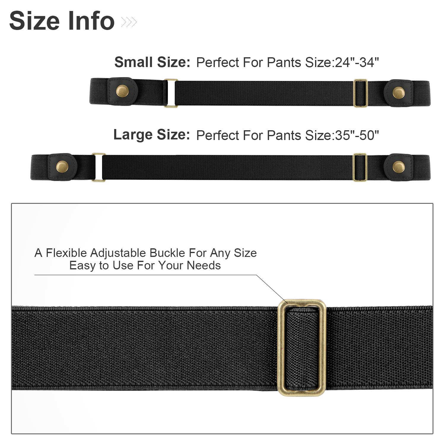 JasGood Schnallenfrei Damen Stretch Gürtel für Damen/Herren, Plus Size Keine Schnalle Unsichtbare Gürtel für Jeans Hosen