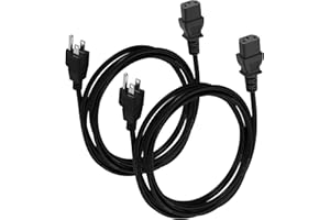 BRENDAZ (2-Pack) 15ft. Universal PC Power Cord - 3 Prong AC Power Cable Replacement for Computer, Monitor, Scanner, Printer - IEC 320 C13 to NEMA 5-15P, 18awg, 125V 10 Amp (15-Feet)