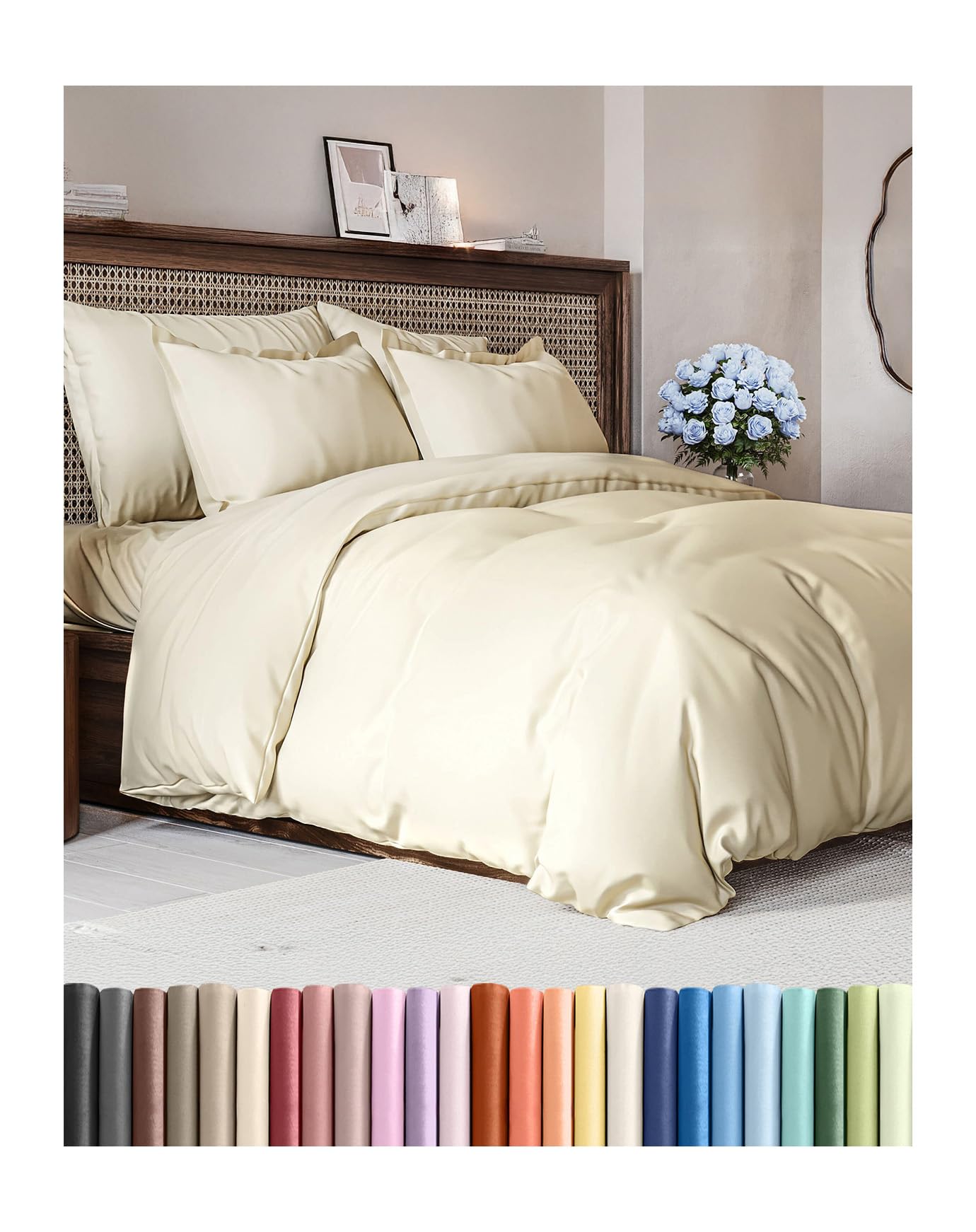 Duvet Cover King Size - Soft 3 Piece Set with Zipper Closure - Off White