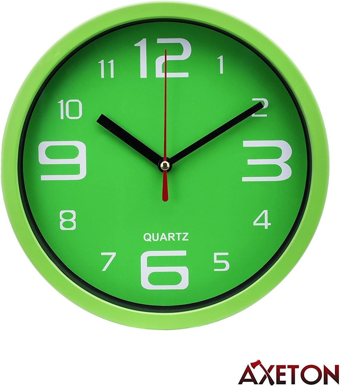 Axeton Silent Non Ticking Decorative Modern Wall Clock, 7 Inches, Green styled, AA Battery Operated