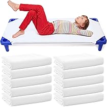 Lot De 10 Draps Housses Pour Lit Empilable Maternelle 60x130 Cm - Microfibre, élastiques Renforcés, Blanc