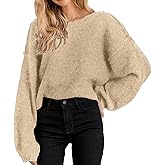 Jumppmile Women Oversized Cropped Sweater Long Sleeve Crewneck Crop 2026 Fall Winter Pullover