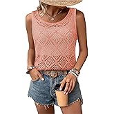 Bosmeer Women's Hollow Sweater Vest Crochet Tank Tops Knit Out Sleeveless Cover Up Summer Boho Top Pullover