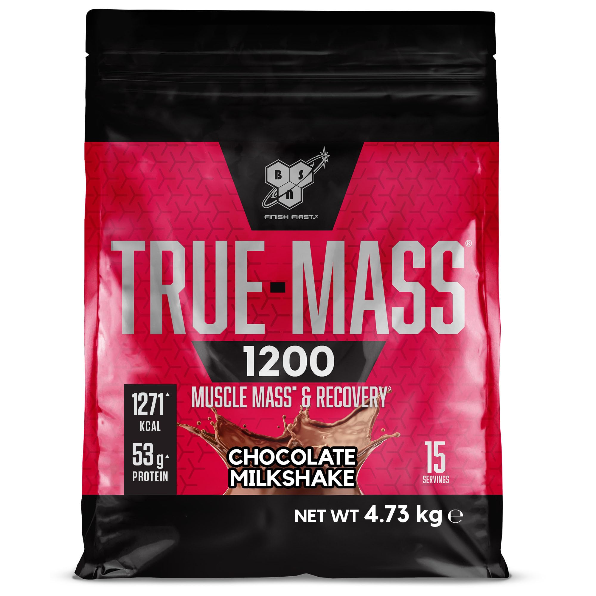 BSN True Mass 1200, Mass Gainer Protein Powder with Whey Isolate and Carbohydrates, Weight and Muscle Gain and Post Workout Recovery, Chocolate Milkshake Flavour, 15 Servings, 4.8 kg
