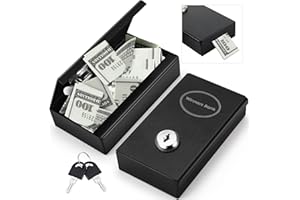 Reallnaive 1 Pack Metal Box for Gamblers Pocket Sized Winner Bank Casino Cash Box with 2 Keys Portable Casino Money Safe strongbox for Cash Saving Go Home Money Gifts(Black)
