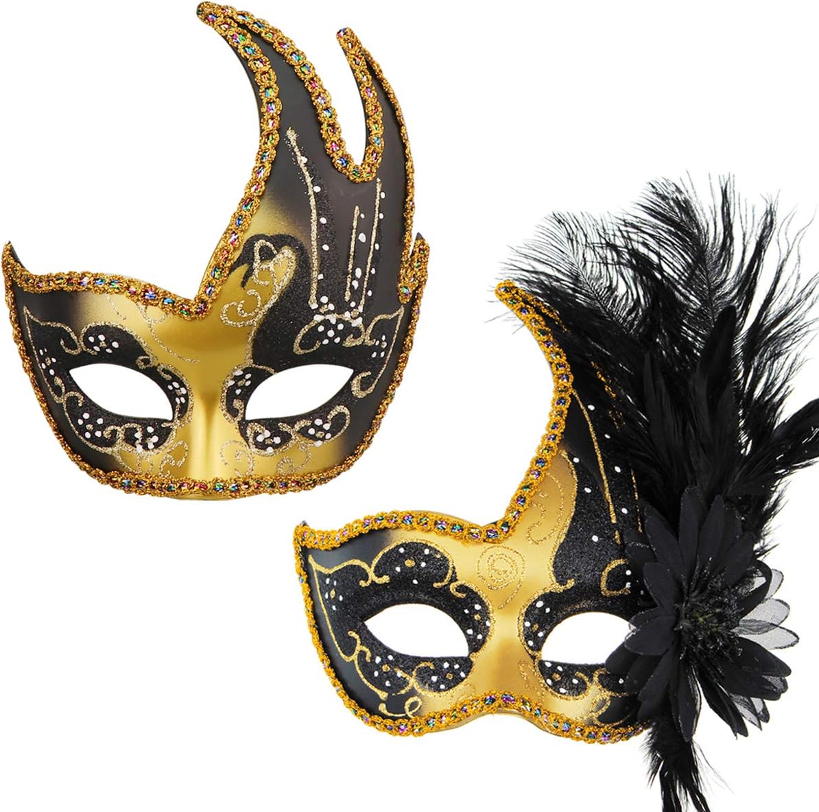 Couple Masquerade Mask Set Halloween Mardi Gras Venetian Ball Mask Party Costume Accessory