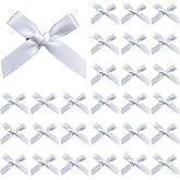 30 Pcs White Hair Bows for Women, Mini Bowknot Ribbon Barrettes Hair Clips, Cute Bows for Girls Hair Accessories (White)