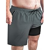 Arcweg Men's Big & Tall Swim Trunks - Quick Dry Board Shorts with Compression Liner & Zipper Pockets (2X-6X)