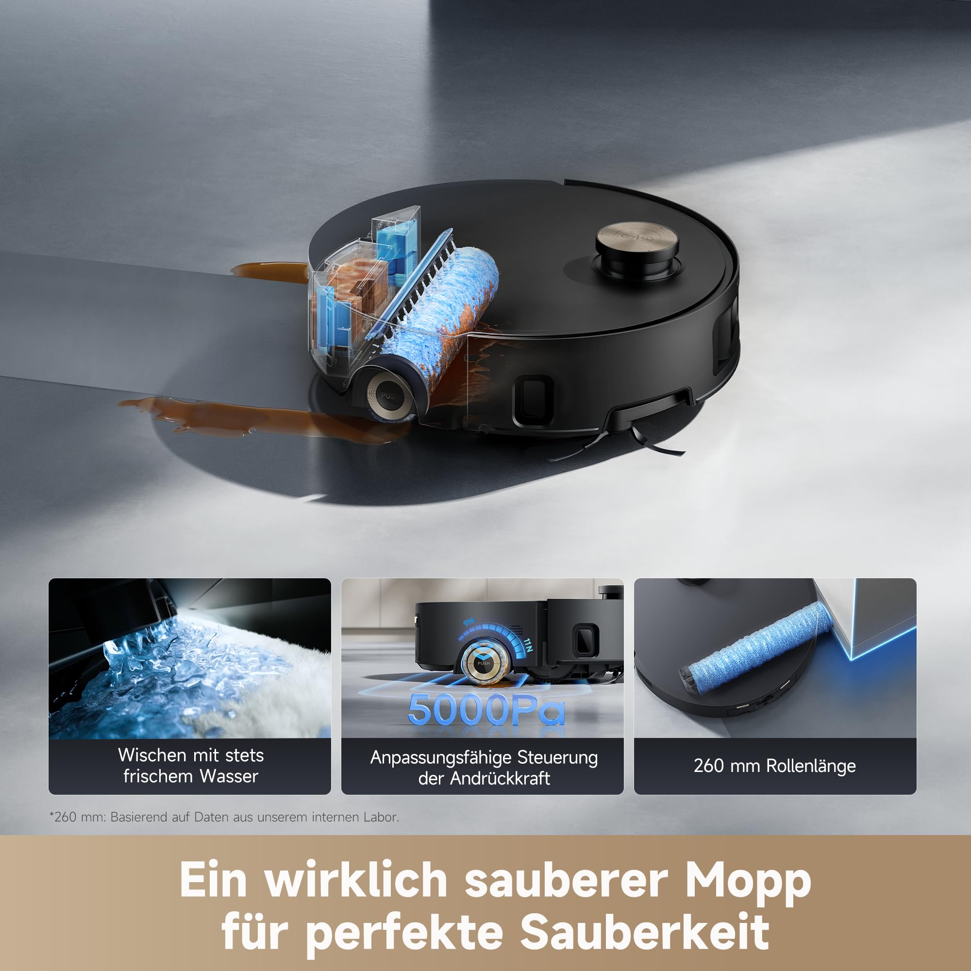 dreame Aqua10 Roller-Saugroboter mit AquaRoll-Wischer, Teppichschutz-Rollenabdeckung, 6 cm Hindernisüberwindung, automatischer Leerung, Selbstreinigung, Saugkraft von 30.000 Pa 2
