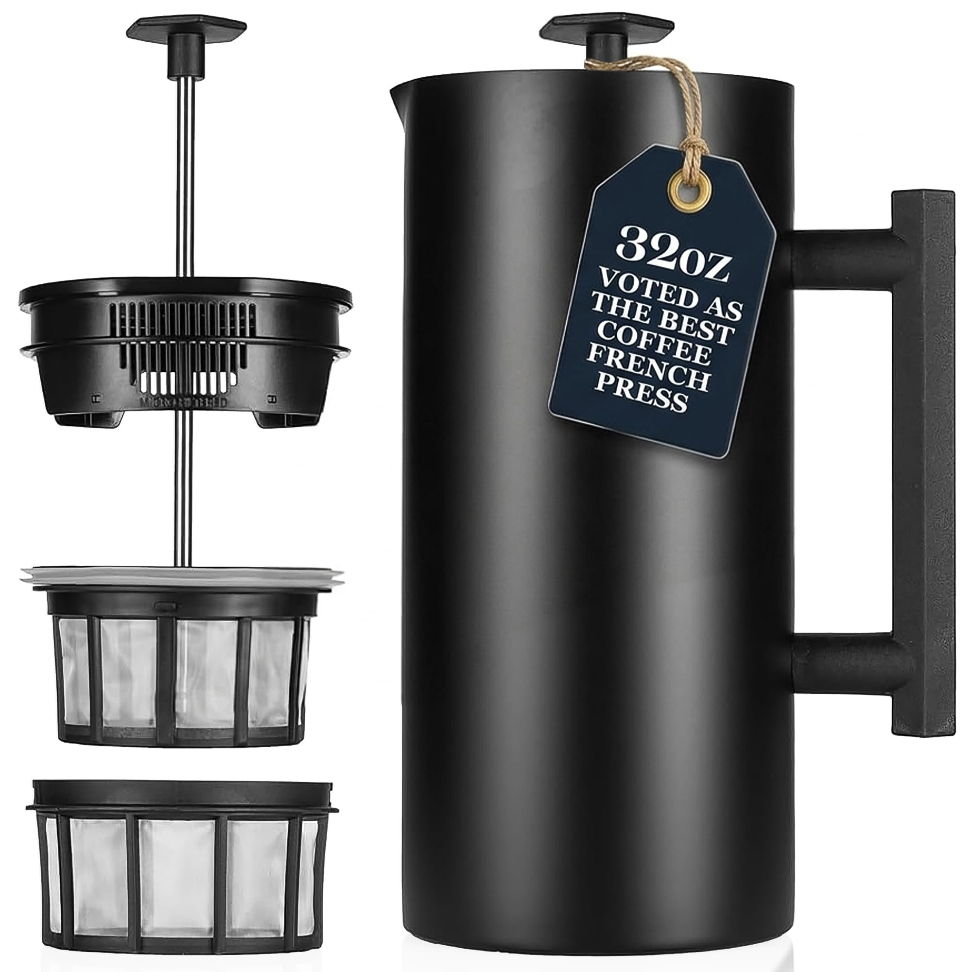 Espro P6 French Press, Coffee Stamp Jug, Coffee Maker, Coffee Maker, Black Matt, Stainless Steel, Matte Black