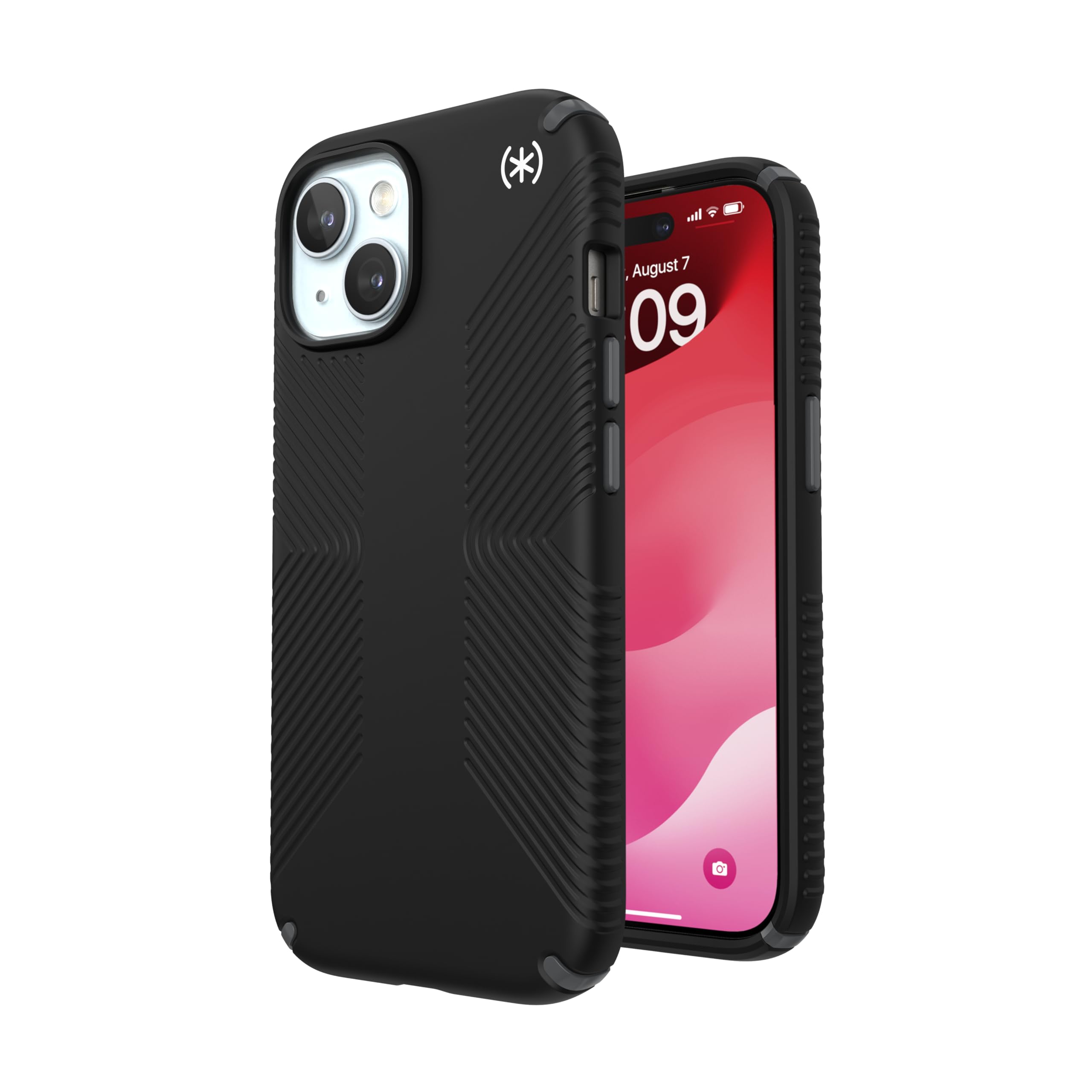 Photo 1 of Speck Presidio2 Grip iPhone 15 Case - 6.1 inch - Compatible with iPhone 14/13 - Black/Slate Grey/White