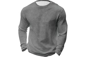 Men's Big and Tall Long Sleeve Shirts,Waffle Crew Neck Thermal Underwear Tops Lightweight Casual Slim Fit Undershirts