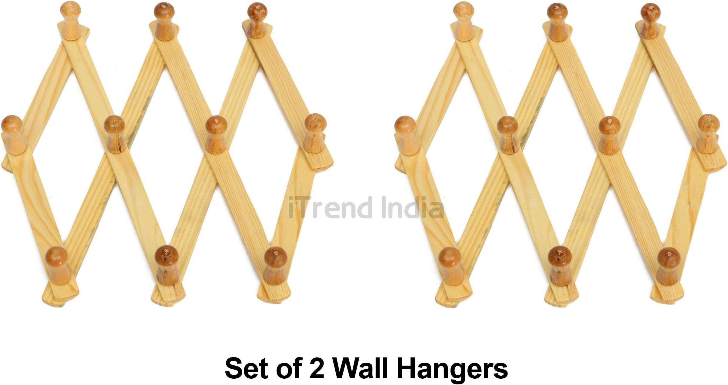 iTrend India Set of 2 Wooden Adjustable Wall Hanger || Door Hanger || Wall Hooks || Cloth Hanger || Wall Decor ||