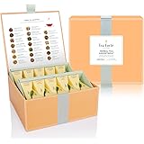 Tea Fort&eacute; Tea Chest Herbal Tea Tasting Assortment with 40 Handcrafted Pyramid Tea Infusers - Chamomile, Chai, Mint and more