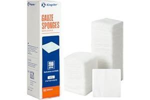 K KINGSTAR 200 Pack 2x2 Inch Gauze Sponges 8-Ply, 100% Cotton Woven Gauze Pads for Wound Care, Highly Absorbent Bulk Hospital-Grade First Aid & Surgical Dressing
