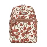 Signare Tapestry Backpack for Women Computer Rucksack Knapsack bookbags for women In Poppy Floral Design (BKPK-POP)