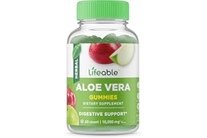Lifeable Aloe Vera Supplement Gummies for Adults - 50 mg - Great Tasting Natural Flavored Gummy - Gluten Free, Vegan, Non-GMO Chewable - for Adults, Men, Women - 60 Gummies - 30 Doses