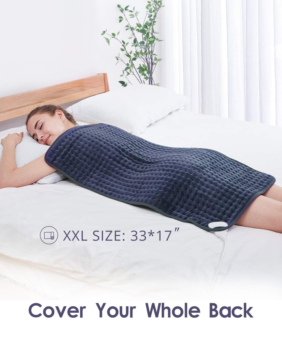 Utaxo Heating Pad for Back Pain Relief, 6 Electric Temperature Options, XXXLarge King Size Soft