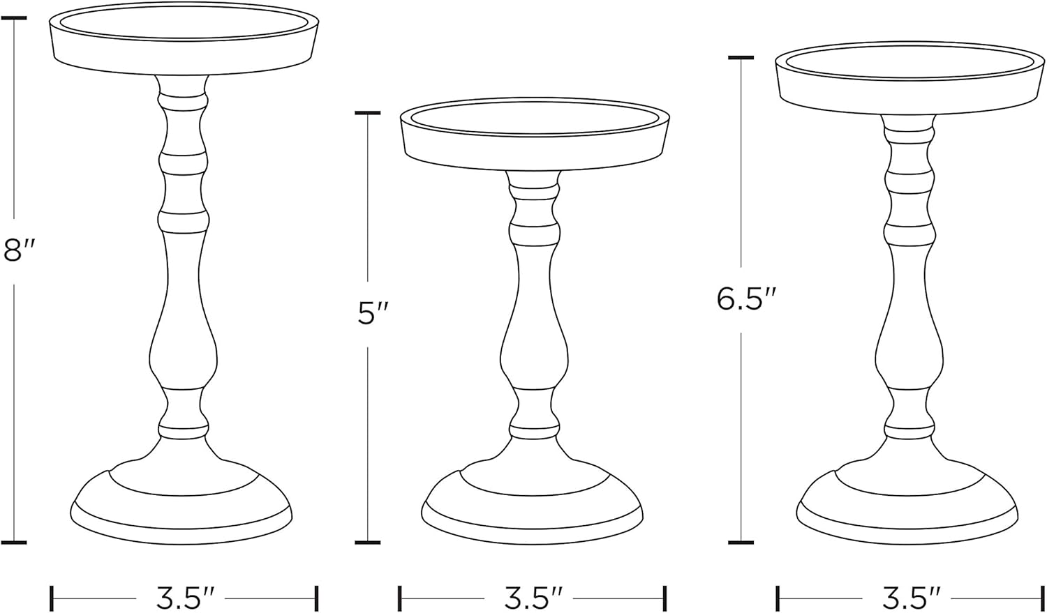 Pillar Candle Holder Set of 3 - Rustic Farmhouse Candleholders in 5, 6.5 and 8 Inch Tall, Grey Ceramic Finish, for Coffee Table Decor, Wedding Centerpieces, and Mother's Day/Summer Decoration: Kitchen & Dining