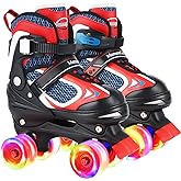 Nattork Kids Roller Skates for Boys Girls,4 Sizes Adjustable Roller Skates with Light up Wheels,Fun Rollerskates for Toddler Kids Beginners Indoor Outdoor