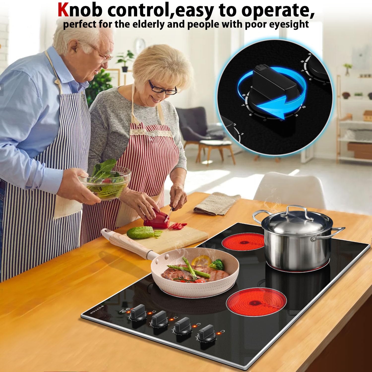 Noxton 30 Inch 4 Burners Electric Cooktop, Built-in 30