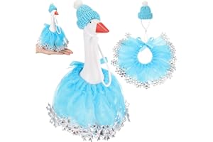 Sunnymove 1 Set Winter 7 Inch Mini Desk Goose Small Goose Outfits with Mini Hat and Tutu Collar Skirt Magnetic Silly Geese Keychain Holiday Costume for Magnetic Duck Statue Desk Key Holder