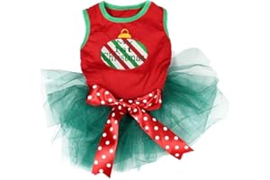 Petitebella My 1st Christmas Decoration Puppy Dog Dress (Red/Green, Small)