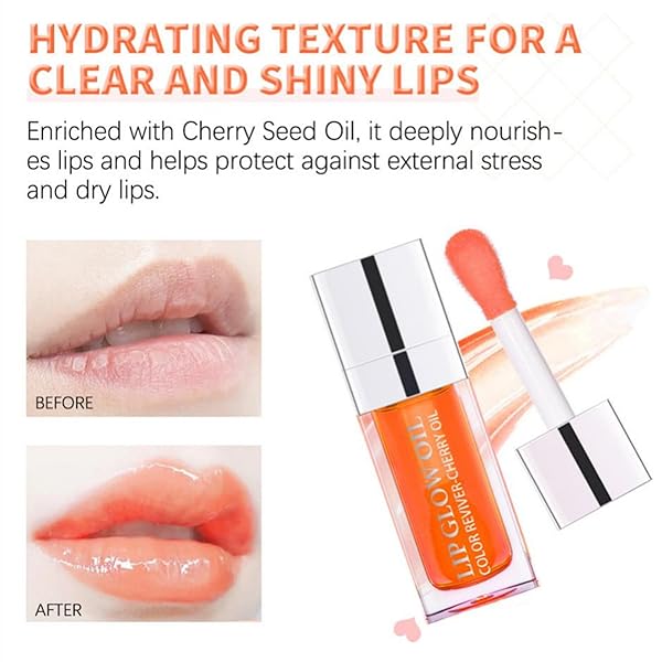 MAEPEOR HYDRATING LIP GLOW OIL 10 COLORS MOISTURIZING LIP OIL GLOSS NON-STICKY TRANSPARENT LIP GLOSS LONG LASTING NOURISHING TINTED LIP BALM WITH BIG BRUSH HEAD (ICOLORS 17)