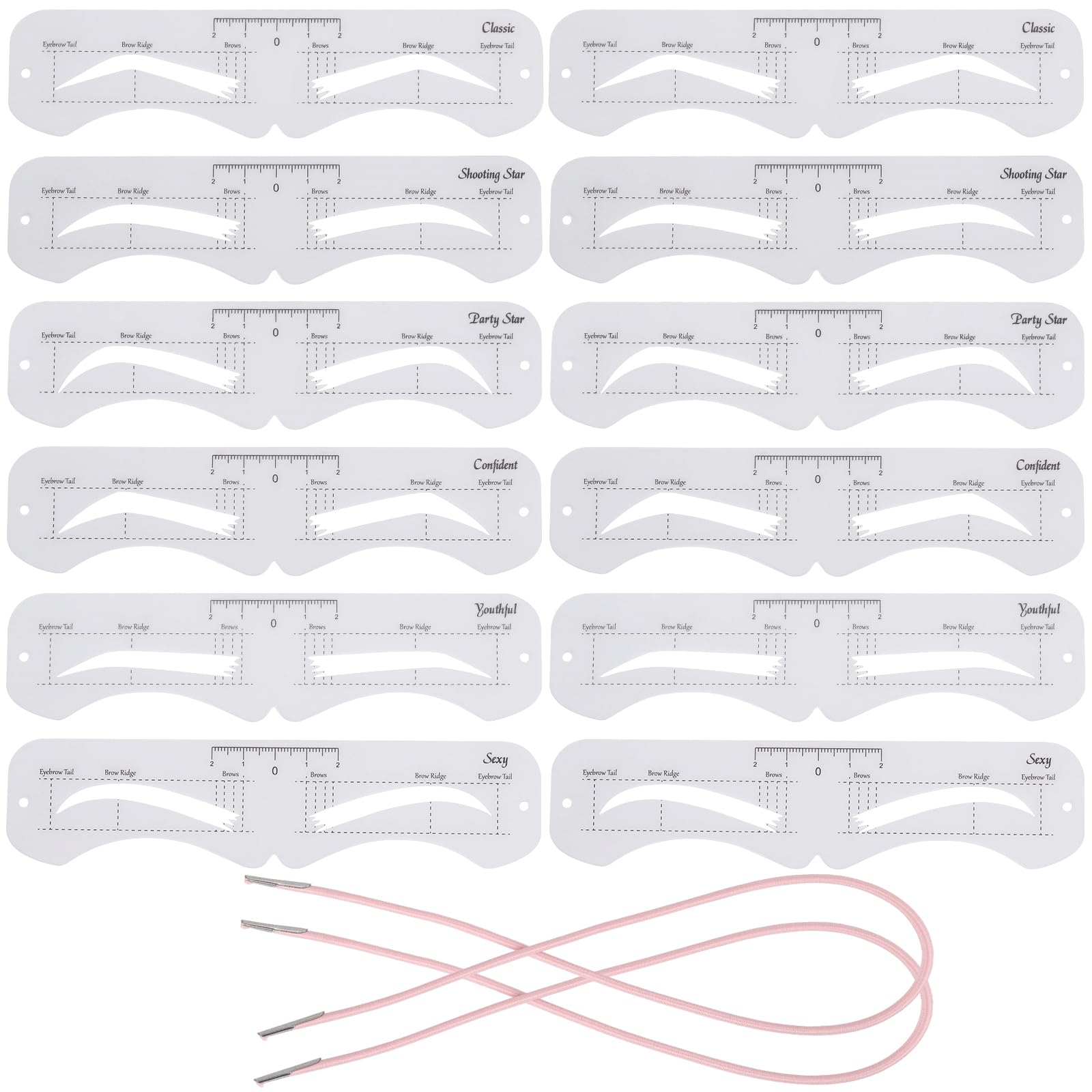 Photo 1 of 12 Pcs Reusable Eyebrow Stencil, Eyebrow Template with Elastic Band for Beginners (eyebrow distance 2.0-3.5cm)