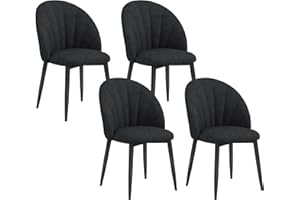 HOMCOM Dining Chairs Set of 4, Modern Upholstered Kitchen Chairs with Metal Legs, Shell Backrest and Padded Seat, Side Chairs