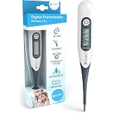 iProven Rectal and Oral Digital Thermometer for The Whole Family | Measures in 10 Seconds, with Flexible Tip, Fever Alarm, Hardcase